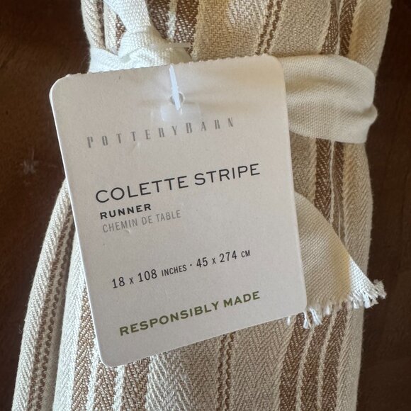 Pottery Barn Colette Stripe Table Runner - New! - Picture 1 of 5